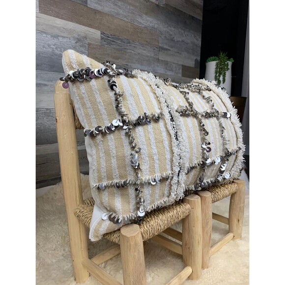 Vintage Moroccan Wedding Blanket Pillow Berber Handira 03YS00353 - Picture 5 of 10